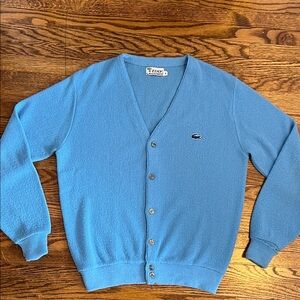 Vintage Lacoste Blue V-Neck Cardigan